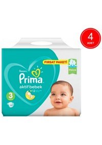 Prima Aktif Bebek 3 Numara Cırtlı Bebek Bezi 4x27 Adet