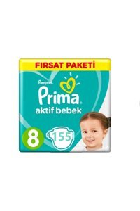 Prima Aktif Bebek 8 Numara Cırtlı Bebek Bezi 155 Adet
