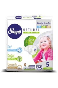 Sleepy Junior 5 Numara Organik Göbek Oyuntulu Cırtlı Bebek Bezi 24 Adet