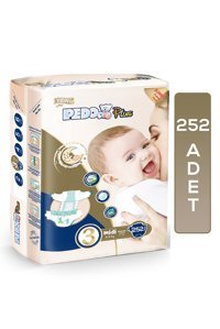 Pedo Plus Midi Jumbo 3 Numara Organik Cırtlı Bebek Bezi 252 Adet