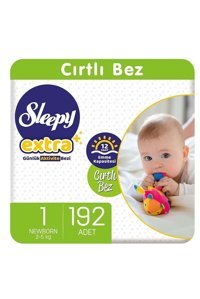 Sleepy Extra Yenidoğan 1 Numara Organik Cırtlı Bebek Bezi 192 Adet