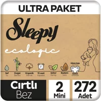 Sleepy Ecologic 2 Numara Organik Cırtlı Bebek Bezi 272 Adet