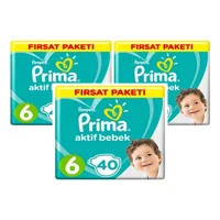 Prima Aktif Bebek 6 Numara Cırtlı Bebek Bezi 3x40 Adet
