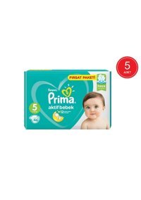 Prima Aktif Bebek 5 Numara Cırtlı Bebek Bezi 5x46 Adet