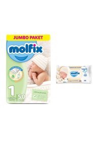 Molfix Jumbo Yenidoğan 1 Numara Göbek Oyuntulu Cırtlı Bebek Bezi 50 Adet