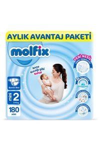 Molfix Anne Kucağı Gibi 2 Numara Göbek Oyuntulu Cırtlı Bebek Bezi 180 Adet