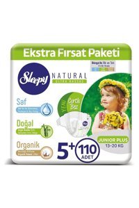 Sleepy Natural 5 + Numara Organik Cırtlı Bebek Bezi 110 Adet