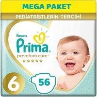 Prima Premium Care 6 Numara Cırtlı Bebek Bezi 56 Adet