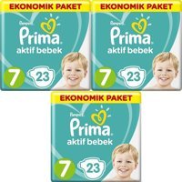 Prima Aktif Bebek 7 Numara Cırtlı Bebek Bezi 3x23 Adet