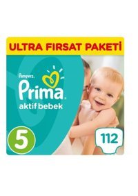 Prima Aktif Bebek 5 Numara Cırtlı Bebek Bezi 112 Adet