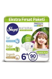 Sleepy Natural XLarge Plus 6 Numara Organik Cırtlı Bebek Bezi 90 Adet