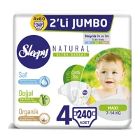 Sleepy Natural Ultra Hassas XL Plus 6 + Numara Organik Cırtlı Bebek Bezi 4x36 Adet