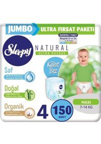 Sleepy Natural 4 Numara Organik Külot Bebek Bezi 150 Adet
