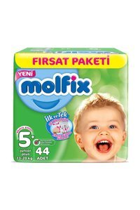 Molfix 3D Junior Plus 5 + Numara Cırtlı Bebek Bezi 44 Adet