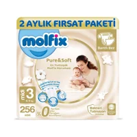 Molfix Pure & Soft 3 Numara Cırtlı Bebek Bezi 256 Adet