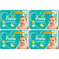 Prima Aktif Bebek 3 Numara Cırtlı Bebek Bezi 4x40 Adet