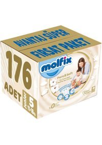 Molfix Pure & Soft 5 Numara Cırtlı Bebek Bezi 176 Adet