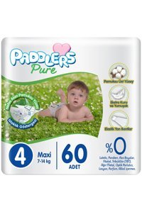 Paddlers Pure 4 Numara Organik Cırtlı Bebek Bezi 60 Adet