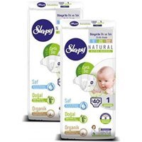 Sleepy Natural Ultra Hassas 1 Numara Organik Cırtlı Bebek Bezi 2x40 Adet