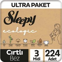 Sleepy Ecologic 3 Numara Organik Cırtlı Bebek Bezi 224 Adet
