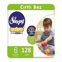 Sleepy Extra 6 Numara Organik Cırtlı Bebek Bezi 128 Adet