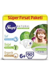 Sleepy Natural Ultra Hassas 6 + Numara Organik Cırtlı Bebek Bezi 90 Adet