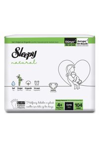 Sleepy Natural Maxi 4 Numara Organik Cırtlı Bebek Bezi 104 Adet