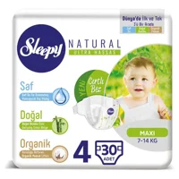 Sleepy Natural Ultra Hassas 4 Numara Organik Cırtlı Bebek Bezi 30 Adet