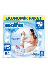 Molfix Junior Plus 5 + Numara Cırtlı Bebek Bezi 54 Adet