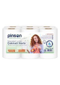 Pinson Professional Standart İçten Çekmeli Dispenser 2 Katlı 6'lı Rulo Kağıt Havlu