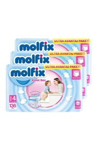 Molfix Süper Yumuşak 4 Numara Külot Bebek Bezi 3x136 Adet