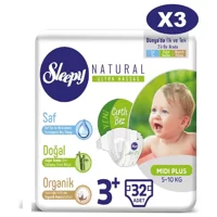 Sleepy Natural 3 + Numara Organik Cırtlı Bebek Bezi 96 Adet