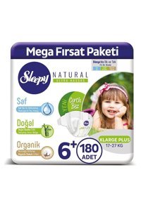 Sleepy Natural Ultra Hassas 6 + Numara Organik Cırtlı Bebek Bezi 2x90 Adet