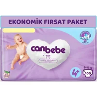 Canbebe Maxi Plus Ekonomik Fırsat 4 + Numara Bantlı Bebek Bezi 100 Adet