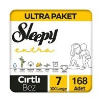 Sleepy Extra 7 Numara Organik Cırtlı Bebek Bezi 3x56 Adet