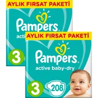 Prima Aktif Bebek 3 Numara Cırtlı Bebek Bezi 416 Adet