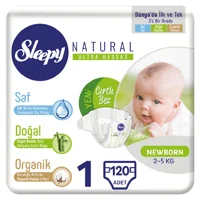 Sleepy Natural 1 Numara Organik Cırtlı Bebek Bezi 120 Adet