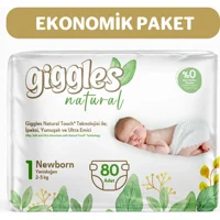 Giggles Natural Yenidoğan Yenidoğan Cırtlı Bebek Bezi 80 Adet