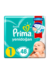 Prima Geliştirilmiş Yenidoğan 1 Numara Göbek Oyuntulu Cırtlı Bebek Bezi 48 Adet