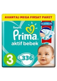 Prima Aktif Bebek 3 Numara Cırtlı Bebek Bezi 336 Adet