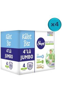Sleepy Natural 4 Numara Organik Külot Bebek Bezi 480 Adet