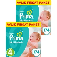 Prima Aktif Bebek 4 Numara Cırtlı Bebek Bezi 348 Adet