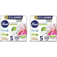 Sleepy Natural 5 Numara Organik Cırtlı Bebek Bezi 2x48 Adet