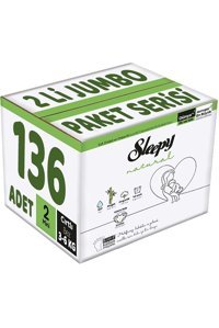 Sleepy Natural 2 Numara Organik Cırtlı Bebek Bezi 2x68 Adet