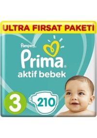 Prima Aktif Bebek 3 Numara Cırtı Bebek Bezi 210 Adet