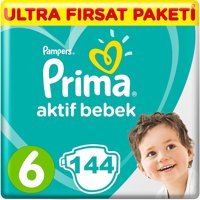Prima Aktif Bebek Extra Large 6 Numara Cırtlı Bebek Bezi 3x36 Adet