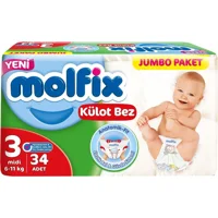 Molfix Midi Yenidoğan 1 Numara Göbek Oyuntulu Külot Bebek Bezi 34 Adet
