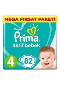 Prima Aktif Bebek 4 Numara Cırtlı Bebek Bezi 82 Adet