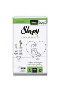 Sleepy Natural 6 Numara Organik Cırtlı Bebek Bezi 4x64 Adet