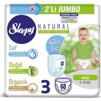 Sleepy Natural Ultra Hassas Midi 3 Numara Organik Külot Bebek Bezi 2x32 Adet